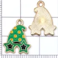 Grüne Emaille Narrenhut Anhänger mit Sternbrille, Legierung DIY Schmuck Accessoires. - 1 Stk. Grüner Emaillierter Fünfeckiger Hut Lucky 19*15mm