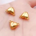 Gold heart magnetic clasps jewelry accessories, elegant double loop DIY connectors for bracelets. - Small Heart Magnetic Clasp / 12x5mm / Gold
