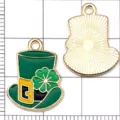 Grüne Kleeblatt Zylinder Legierung Emaillierte Anhänger für DIY Halskette Schmuck Zubehör - 1 Stk. Grüner Emaillierter Kleeblatt Hut Lucky 19*15mm