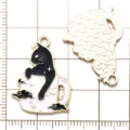 Ciondolo Gatto Nero Tazza in Lega Goccia d'Olio DIY Collana Braccialetto Gioiello Accessorio - Gatto Nero Tazza / 1 Pezzo/Confezione / Nero