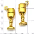Antique gold alloy goblet charms for DIY jewelry making, necklace and bracelet accessories. - Wine Glass (20757)