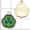 Grüner Öltropfen Legierung Kleeblatt Anhänger DIY Schmuck Zubehör 30 Stück Packung. - 1 Stk. Dunkelgrünes Emailliertes Kleeblatt 17*15mm