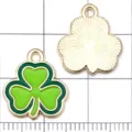 Grüner Emaillierter Kleeblatt Anhänger goldfarbene Legierung DIY Schmuck Zubehör - 1 Stk. Grünes Emailliertes Kleeblatt 16*15mm