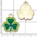 Grüner Emaille-Legierung Kleeblatt Anhänger für DIY Halskette Armband Schmuckherstellung - 1 Stk. Dunkelgrünes Emailliertes Kleeblatt 16*15mm