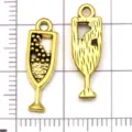 Antique gold alloy wine glass charms, DIY necklace bracelet jewelry making accessories. - Wine Glass (20760)