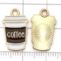 Ciondoli in metallo tazza di caffè smaltata accessori per la creazione di gioielli fai da te - Tazza Da Caffè In Smalto / 1 Pezzo/Confezione / Oro