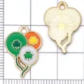 Grüne Emaille Legierung Kleeblatt Ballon Anhänger Charms für DIY Schmuck Zubehör Bastelei. - 1 Stk. Grünes Emailliertes Kleeblatt 3-Farben Ballons 20*14mm