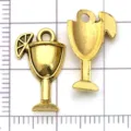 Gold alloy cocktail glass charm pendant, DIY handmade jewelry accessory for necklace bracelet. - Wine Cup (20766)