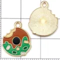 Emaillierter Legierungsanhänger Biss-Donut Charm DIY Schmuck Halskette Armband Zubehör - 1 Stk. Grüner Emaillierter Donut 18*15mm