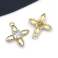 Gold plated square rhinestone clover pendant DIY jewelry making accessory charm detail view - Clover (White Rhinestone) (15909) / 1 Piece (17x19mm) / KC Gold