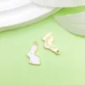 Lindos dijes de conejo de esmalte colgantes de metal dorado para hacer joyas de bricolaje. - Conejito Blanco (9945) / 1 Pieza (10x17mm) / Blanco