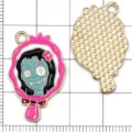 Halloween Gruselig Geist Mädchen Legierung Emaillierte Anhänger DIY Schmuck Zubehör - Halloween Spiegel Zombie / 1 Stück (27x17x1mm) / Rosarot/Rosa