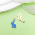 Lindos dijes de metal de conejo esmaltado azul para manualidades y accesorios de joyería. - Conejito Azul Lago (9946) / 1 Pieza (10x17mm) / Azul lago