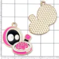 Süße rosa Emaillierte Legierung Geist Make-up Koffer Anhänger DIY Schmuck 10 Stk. - Halloween Lidschatten Kompakt Pinsel