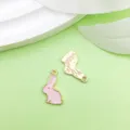 Dije de metal esmaltado oro rosa conejito calcetín accesorios para joyería DIY - Conejito Rosa (11892) / 1 Pieza (10x17mm) / Rosa