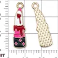 Emaillierter Legierungs Lippenstift Messer Anhänger in Rosa Schwarz für DIY Schmuck - Halloween Blutiger Finger Lippenstift