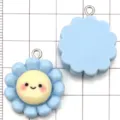 Süße blaue Harz Sonnenblumen Anhänger mit lächelndem Gesicht für DIY Schmuck und Halsketten. - Seeed-Blaues Sonnenblume Smiley / 1 Stück (26x22x7mm) / Seeblau