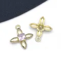KC gold alloy square purple crystal clover pendant DIY jewelry making necklace parts - Clover (Pink Rhinestone) (15913) / 1 Piece (17x19mm) / KC Gold