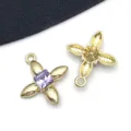 Gold plated four-leaf clover crystal pendant DIY necklace bracelet jewelry accessory - Clover (Purple Rhinestone) (15915)