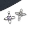 Alloy square purple crystal four leaf clover DIY pendant jewelry accessory necklace charm - Clover (Purple Rhinestone) (15916)