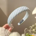 Cerchietto imbottito a quadri blu e bianco stile coreano accessorio per capelli donna - Blu