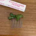 Green acetate bow hair comb, elegant versatile side hair accessory for women styling. - Green