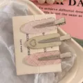 Joli ensemble de pinces à cheveux coréennes pour filles avec cœur en strass et motif écossais. - Cœur Blanc Cassé