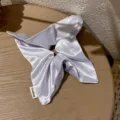 Satin hair scrunchie large butterfly silk scarf ponytail holder hair accessories for women. - Taro Purple