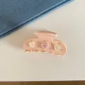 Jolie pince à cheveux rose en strass avec cœurs, pince requin rétro en acétate pour coiffure. - Style Coeur Abricot