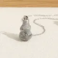 Natural stone gourd pendant necklace with silver chain, chic and unique jewelry for daily wear. - Style 2 / Grey 2