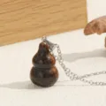 Brown speckled gourd pendant necklace paired with silver chain for daily fashion wear style - Style 1 / Brown