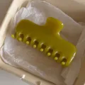 Olive green resin hair claw clip, glossy minimalist half up hair styling accessory for daily use. - Rectangle