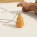 Yellow gourd pendant necklace with silver chain for women daily wear stylish jewelry accessories - Style 1 / Yellow
