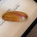 Korean acetate hair clip detail shot, amber gradient oval barrette for daily styling decoration. - Caramel color