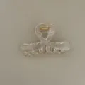 Transparent cross hair claw clip, glossy acrylic medium shark clip for half up hairstyles. - Translucent Beige