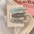 Joli ensemble de pinces à cheveux coréennes avec cœur, strass et carreaux pour jolies filles. - Cœur gris