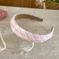 Sweet pink and white striped headband detail view, soft fabric hair hoop for daily cute styling. - Pattern #2