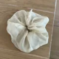 Chiffon plaid hair scrunchie, soft lightweight design for casual daily styling and ponytails. - Yellow