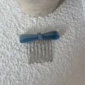 Blue acetate bow hair comb with metal teeth for women front bangs side clip hair accessory - Blue