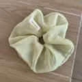 Light green gingham sheer hair scrunchie casual daily hair accessory soft cute ponytail holder - Green