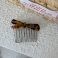Peigne à cheveux nœud écaille de tortue pince latérale rétro acétate accessoire coiffure - Imprimé Léopard Foncé