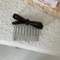 Peine de pelo con lazo de acetato marrón oscuro, elegante pinza lateral antideslizante para mujer. - Marrón Chocolate