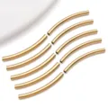 Stainless steel smooth curved tube bead for DIY jewelry making and crafting pendants. - Smooth Curved Tube / 2.5x30x2.5mm (Hole 1.6mm) / Gold