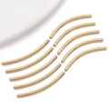 Gold curved tube stainless steel DIY jewelry pendant accessory smooth metal tube crafting component - Smooth Curved Tube / 2x35x2mm (Hole 1.1mm) / Gold