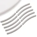 Stainless steel curved tube DIY jewelry pendant spacing beads shiny silver craft findings - Smooth Curved Tube / 2x25x2mm (Hole 1mm) / Steel