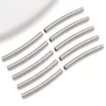 Stainless steel curved tube beads metal spacer DIY jewelry finding polished accessories 1pcs - Smooth Curved Tube / 2x20x2mm (Hole 1.5mm) / Steel