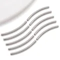 Stainless steel curved tubes DIY jewelry making accessories silver tone smooth metal spacer beads - Smooth Curved Tube / 2x30x2mm (Hole 1mm) / Steel