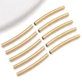 Gold curved metal tube beads for DIY jewelry making accessories crafting metal parts - Smooth Curved Tube / 2x20x2mm (Hole 1.5mm) / Gold