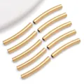 Stainless steel curved tube gold DIY jewelry pendant finding connector spacer beads set. - Smooth Curved Tube / 2x15x2mm (Hole 1.4mm) / Gold