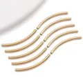Gold curved noodle tubes stainless steel metal beads for DIY jewelry making and bracelet findings. - Smooth Curved Tube / 3x45x3mm (Hole 2mm) / Gold